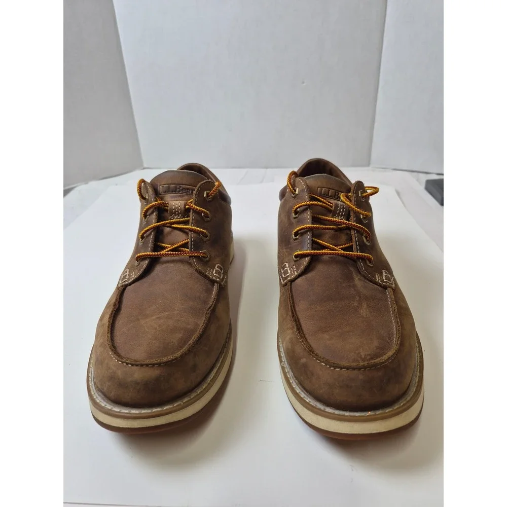 LL Bean Stonington Shoes Mens 11 Medium Brown Leather Moc Toe Oxford 507140